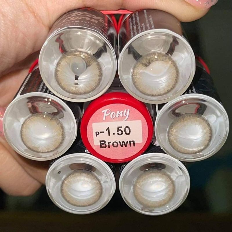 คอนแทคเลนส์ รุ่น Pony สีเทา/ตาล Gray/Brown ลายฮิต มีค่าสายตา