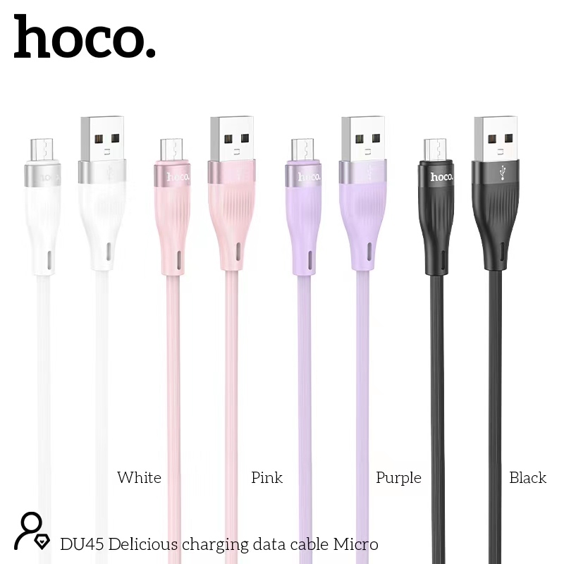 สายชาร์จเร็ว Hoco DU45 Data Cable สายชาร์จแบบลวด TPE 3A mAh สายชาร์จ Micro USB 1เมตร (แท้100%)