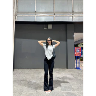 ยีนส์ WANWI CODE. W05 กางเกงยีนส์ทรงขาม้าสีดำสนิทผ้านิ่มยืด