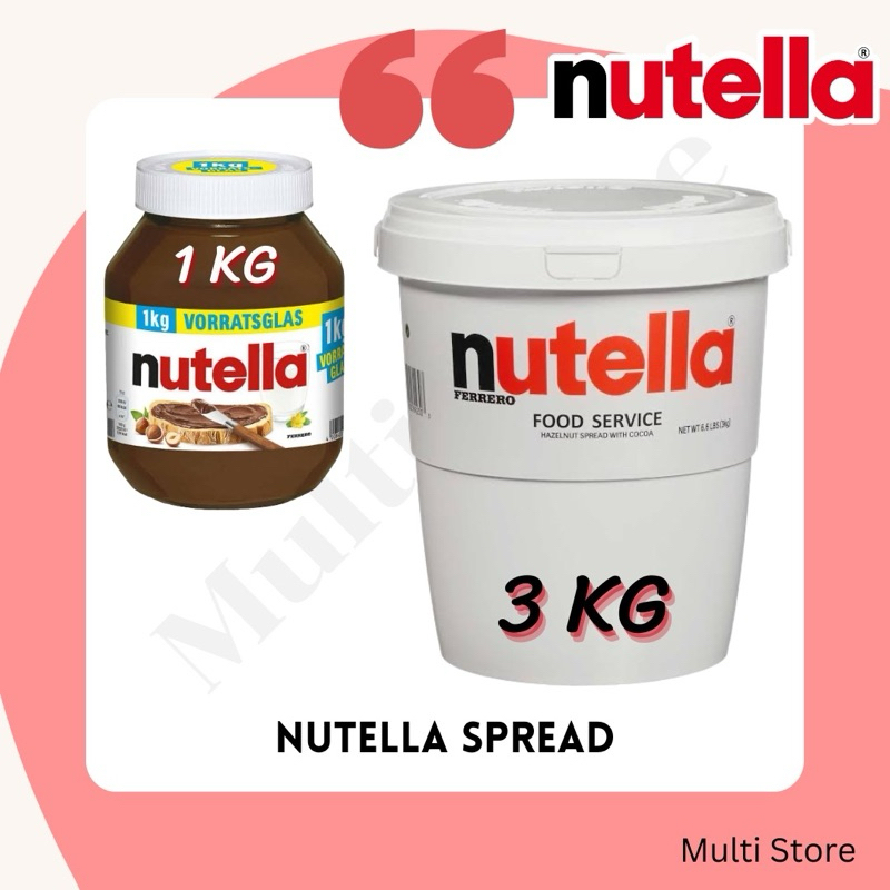 ‼️ล็อตใหม่‼️ Nutella Spread: นูเทลล่าสเปรด แยมช็อคโกแลต 1 Kg - 3 Kg (จำกัด 2 ชิ้น/1 ออเดอร์)