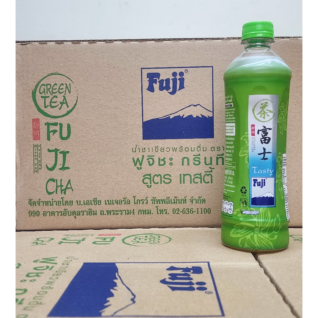 ฟูจิชะ ชาเขียวพร้อมดื่ม 500มล. ยกลัง (24 ขวด) ชาฟูจิ , Fujicha GreenTea 《Natural=ฝาขาว, Tasty=ฝาเขียว》》