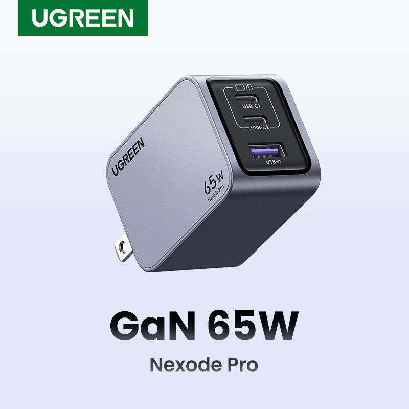 UGREEN รุ่น 25260 Nexode Pro 65W GaN USB-C*2 USB-A*1 หัวชาร์จ Super Fast Charging ขนาดเล็ก ขาพับเก็บ