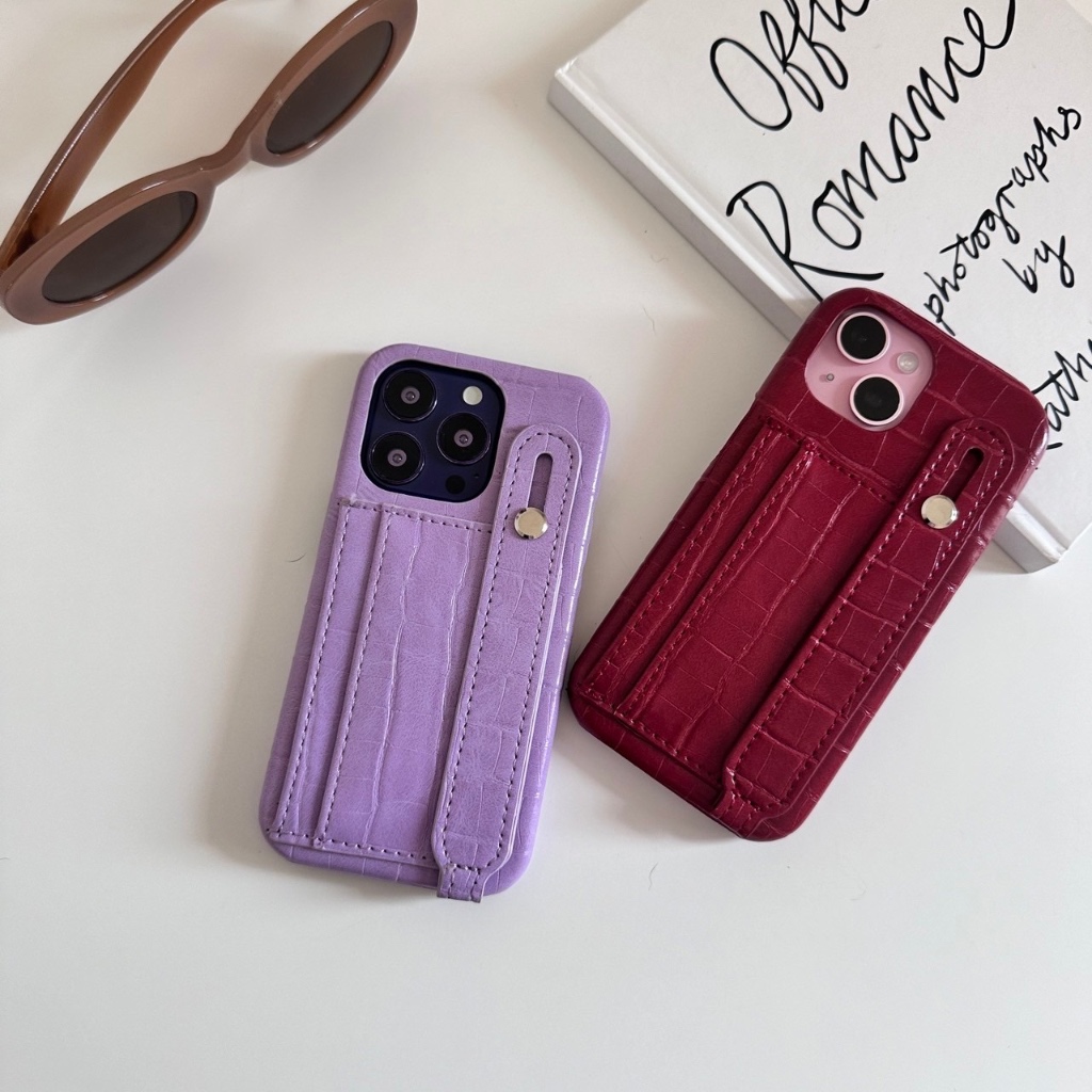 (มี15) พร้อมส่งในไทย เคสโทรศัพท์ สีใหม่ งานหนังบัตร+สาย TPU-PC444
