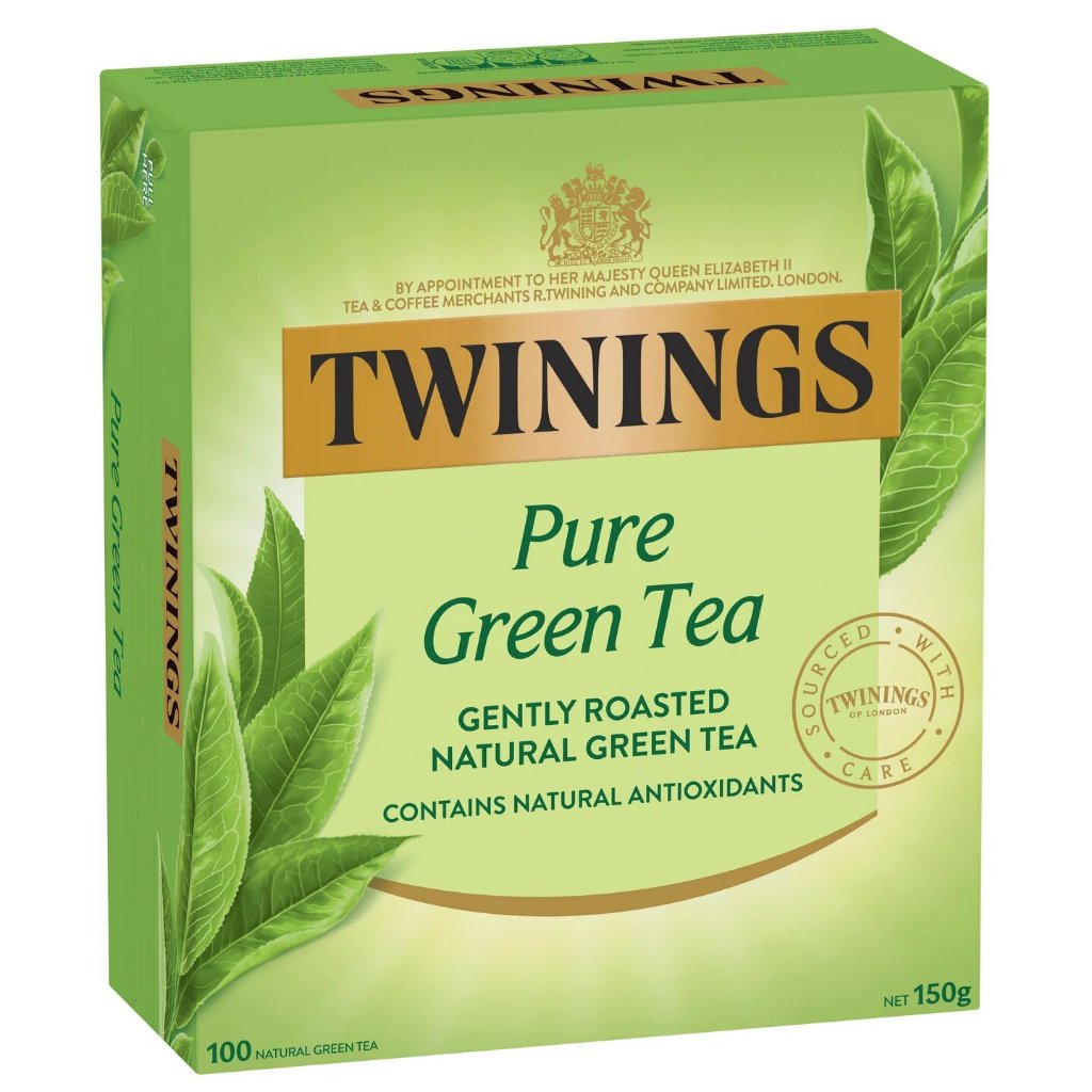 Twinings Pure Green Tea Bags 100 Pack (NOT individually wrapped)ชา ทไวนิงส์ เพียว กรีนที แพ็ค 100 ถุง(ถุงเปลือยไม่มีซอง)