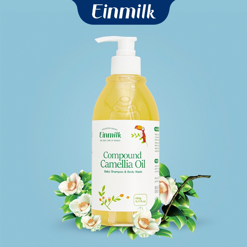 [Einmilk] คาเมลเลียออยล์แชมพูและเจลอาบน้ำทารกและเด็ก ทูอินวัน 480ml