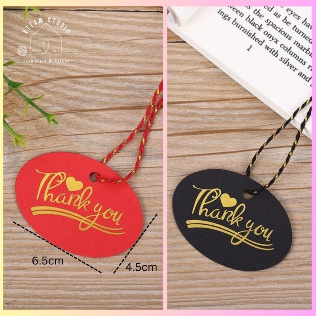 กระดาษแท็ก paper tag ป้ายแท็ก Thank you พิมพ์สีทองหรู รูปที่ 3