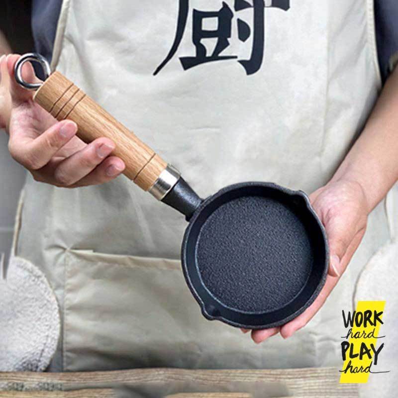 WHPH shop กระทะทอดไข่ดาว Sauce Pan 10/15cm กระทะเหล็กหล่อ ด้ามไม้จริง คุณภาพงานส่งออก ขายบน Amazon