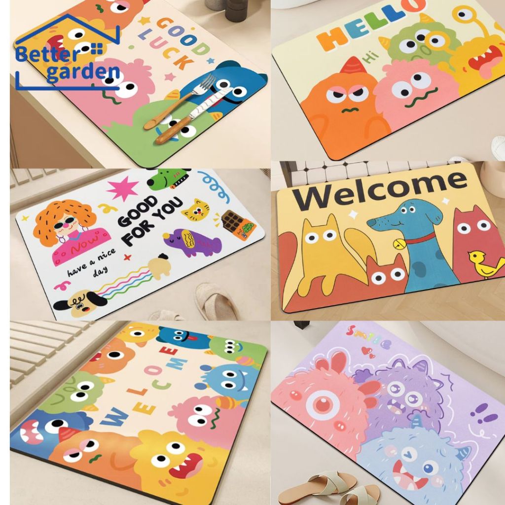 [Home] พรมเช็ดเท้า มอนเตอร์& monster ยางไดอะตอมไมต์ แผ่นดูดซับน้ำ กันลื่น 40x60cm มีหลายหลาย