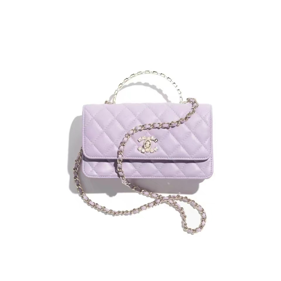 Chanel/Classic Diamond Pattern Chain กระเป๋าไหล่ Lambskin/กระเป๋าผู้หญิงของแท้ 100%