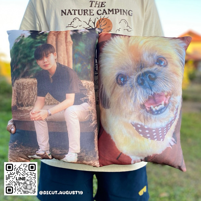 หมอนสกรีนสี่เหลี่ยมสองด้าน คละรูปได้‼️(ส่งรูปทางช่องแชทได้เลยงับ)