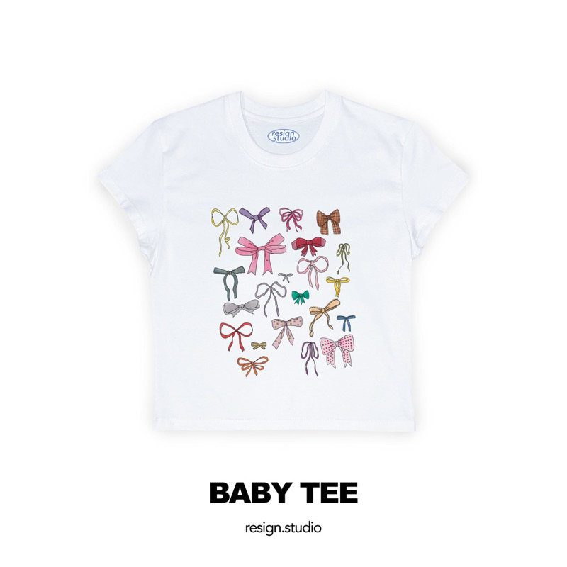 Resign.studio เสื้อยืด Baby tee - All Bows