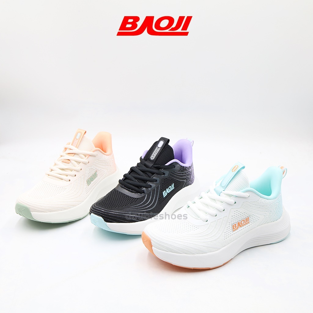 BAOJI Running รองเท้าวิ่งผู้หญิง เบานุ่ม ใส่สบาย รุ่น BJW1043(สีดำ , สีขาวฟ้า , สีครีมส้ม/ไซส์ 37-41)