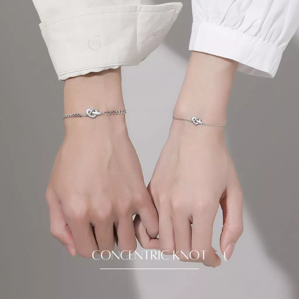 GLAMOR💕รักกันตลอดไป Concentric Knot กําไลคู่แฟน กําไลเงิน สร้อยข้อมือคู่ กําไลคู่รัก รักแท้
