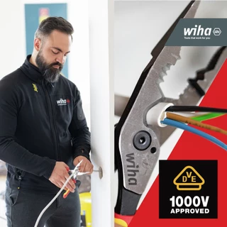 Wiha คีมมัลติฟังก์ชั่น 8in1 ยาว 225มม VDE ฉนวนไฟฟ้า 1000V, Z 13 0 09 225, คีมตัด คีมปอก Multifunction electric pliers