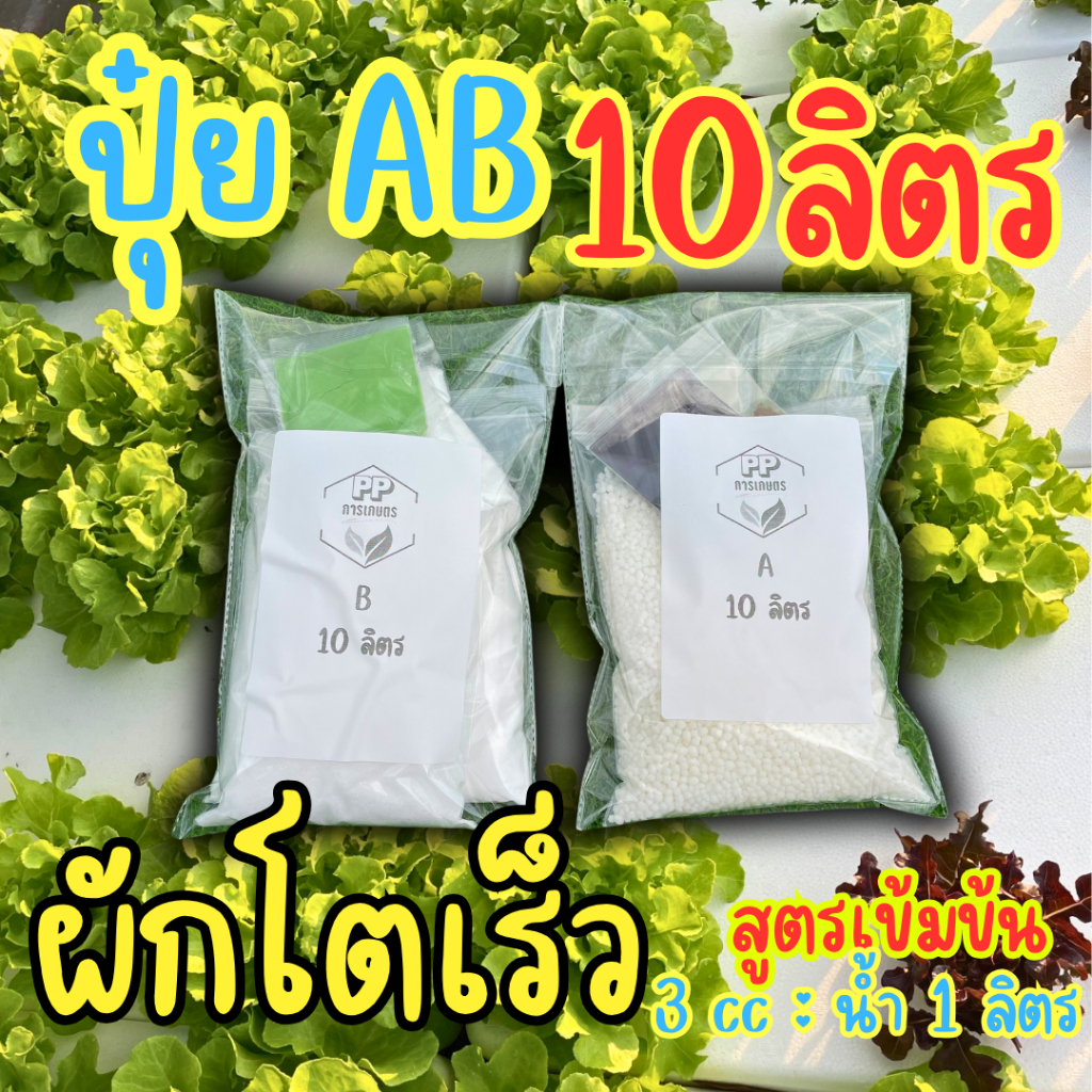 ปุ๋ย AB ปุ๋ยธาตุอาหาร AB สูตรเข้มข้น (**10 ลิตร**) ปุ๋ย เอบี สารอาหารครบ โตไว