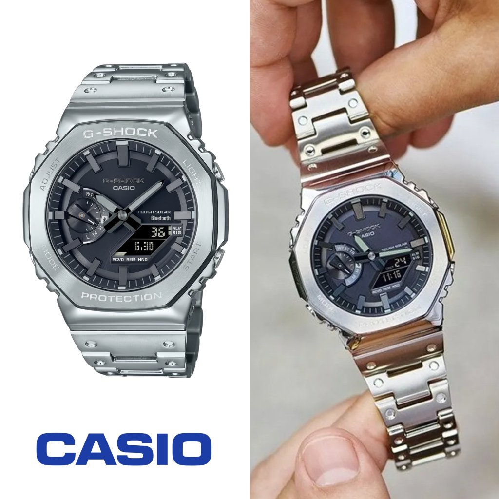 นาฬิกาดีไซค์หรู สายเลท ดูเท่ ใส่ทำงาน แบบแฟชั่น 3สี พร้อมส่ง GM-B2100D-1A