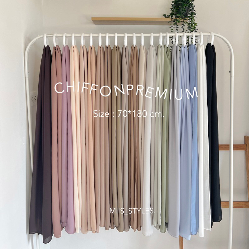 **สต็อคพร้อมส่ง** ฮีญาบชีฟองพรีเมี่ยม (ขนาด 70*180 ซม.)