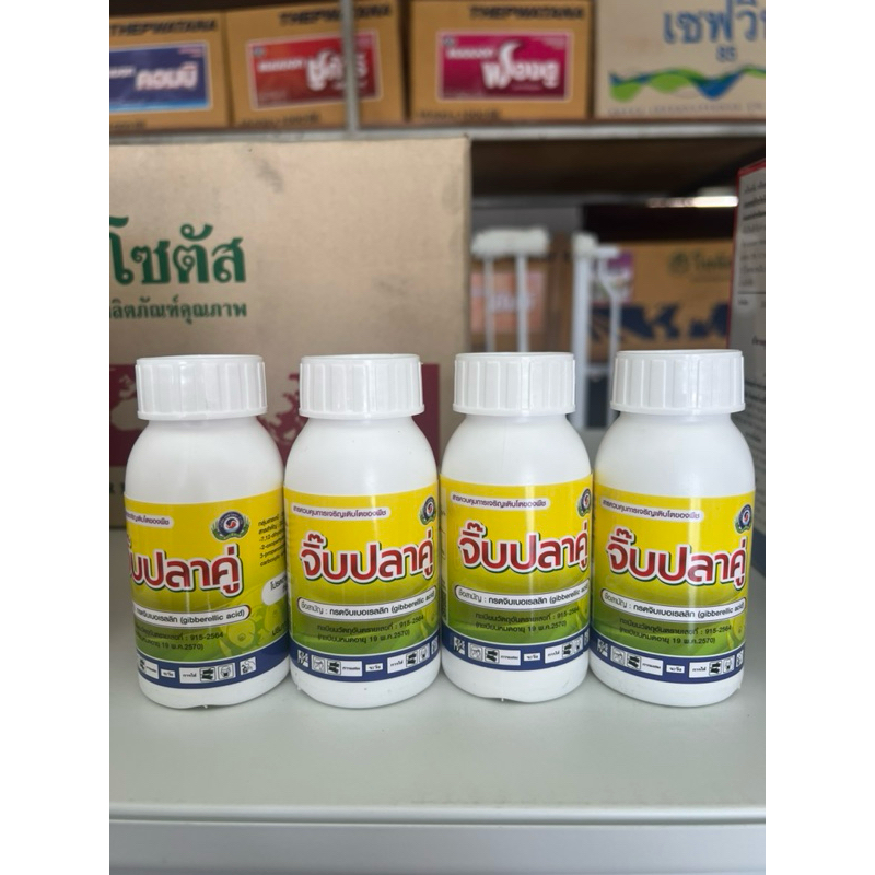 จิ๊บ ปลาคู่ ขนาด 100 ซีซี.│เทพวัฒนา ตราปลาคู่ฮอร์โมนพืช สารควบคุมการเติบโต (ยืดข้อใบ ยืดข้อดอก)
