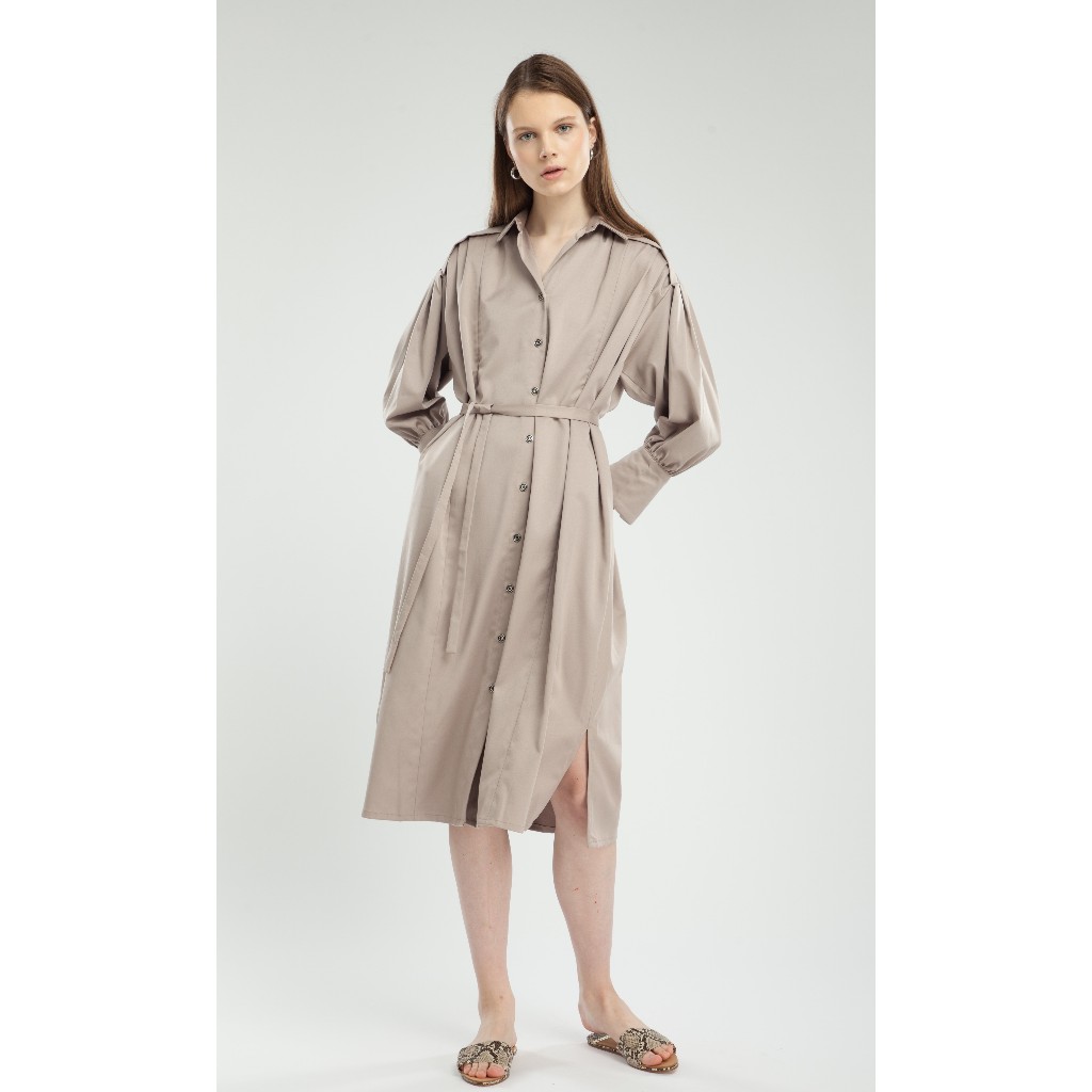 QueenCows ชุดให้นม Julia Oversized Dress (Khaki)