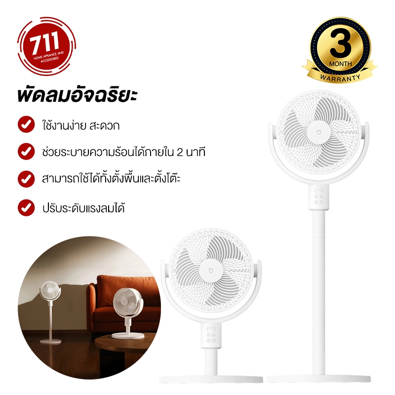 Xiaomi Mijia พัดลมตั้งพื้น อัจฉริยะ เชื่อมต่อแอพได้ ปรับสั้นยาวได้ ปรับแรงลมได้ พัดลมสีขาว มินิมอล พัดลมหมุนเวียนอากาศ