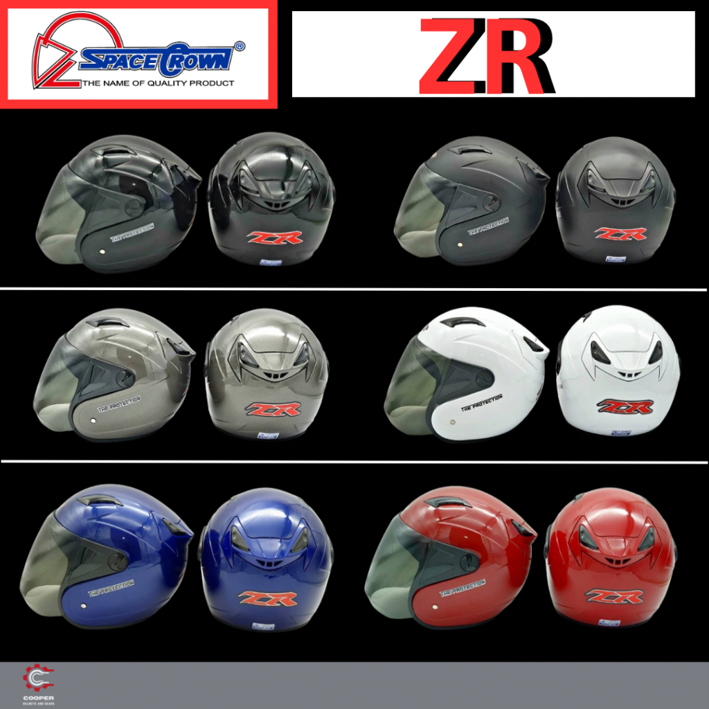 หมวกกันน็อค SpaceCrown รุ่น ZR หน้าชา(หมวกเต็มใบ) มีครบทุกสี ขนาดมาตรฐานขนาดเดียว