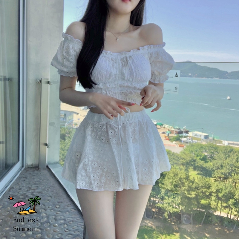 ชุดว่ายน้ํา ทูพีช กระโปรง ✨ชุดว่าย💕ชุดว่ายน้ำมีผ้ารองหน้าอกมี 2 สี🚚ส่งไวจากไทย1-3วัน #0278