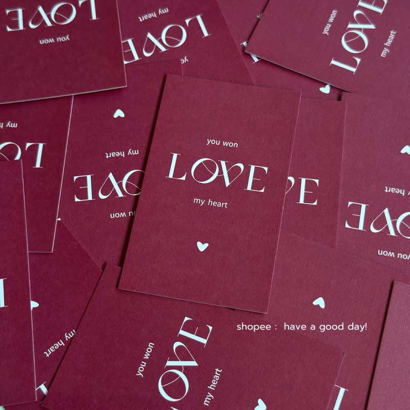 การ์ดบอกรัก you won Love my heart แบบหน้าเดียว ด้านหลังสามารถเขียนข้อความได้