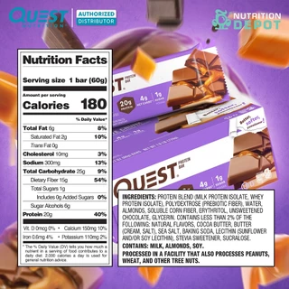 Quest Protein Bar 1 Box (12 Bars) - โปรตีนบาร์ ขนมคลีน (12 ชิ้น)