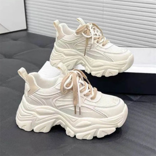 รองเท้าผ้าใบ รองเท้าผ้าใบเสริมส้นผู้หญิง 5ซม(เชือกผูกรองเท้า…