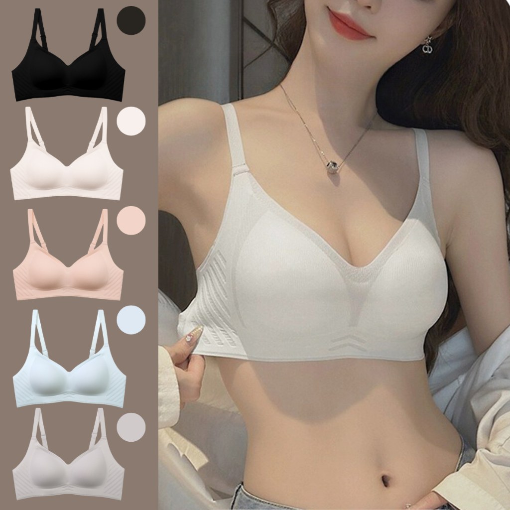 ชุดชั้นในสตรี B-108 ไร้โครงผ้านุ่มใส่สบาย มีฟองน้ำในตัว ตะขอยึด 3 ขั้น ปรับระดับได้ ตัวฟองน้ำระบายอากาศได้ดีไม่อับชื้น