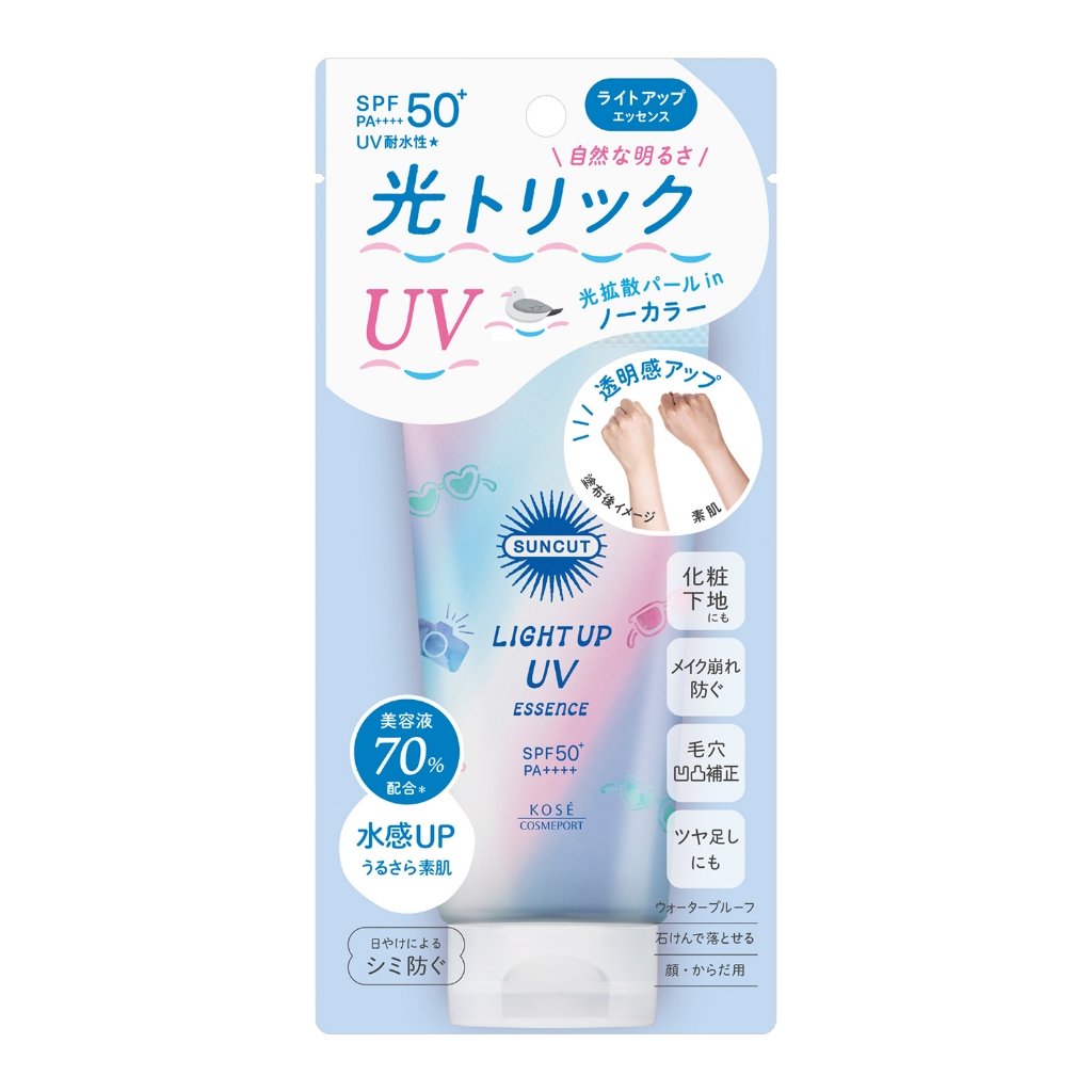 SUNCUT LIGHT UP UV ESSENCE SPF50+ PA++++ 80 g / ผลิตภัณฑ์เอสเซ้นส์ป้องกันแดด ไร้สีพร้อมปรับสภาพผิวให้ดูกระจ่างใส