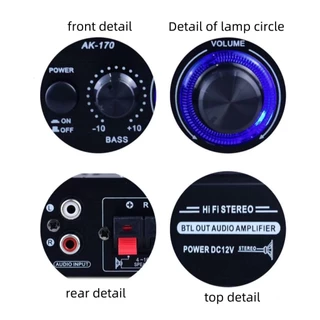AK170 12V Dual Channel HIFI 400W เครื่องขยายเสียง แอมป์จิ๋ว สเตอริโอ ขนาดเล็ก แอมพลิฟายเออร์