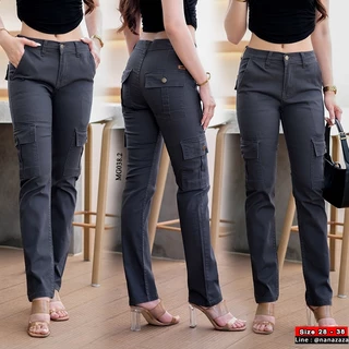 (พร้อมส่ง) NANAZAZA - MG038 กระบอกเล็กยืด คาร์โก้สไตล์ กระเป๋ากล่อง 100% COTTON DENIM