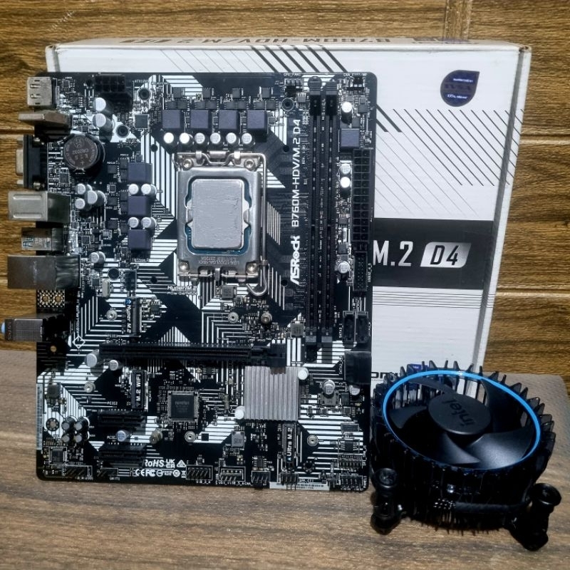 CPU INTEL CORE I3 12100F + ASROCK B760M HDV/M2 DDR4 (SOCKET LGA 1700) (MICRO-ATX) มือ2 ใช้งานปกติ/มี