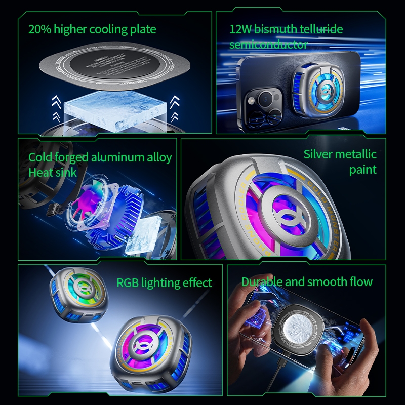 Plextone EX2 Ultra Magnetic Radiator พัดลมระบายความร้อนมือถือ แบบแม่เหล็ก มีไฟ LED RGB เย็นไว้ภายใน 10วิ