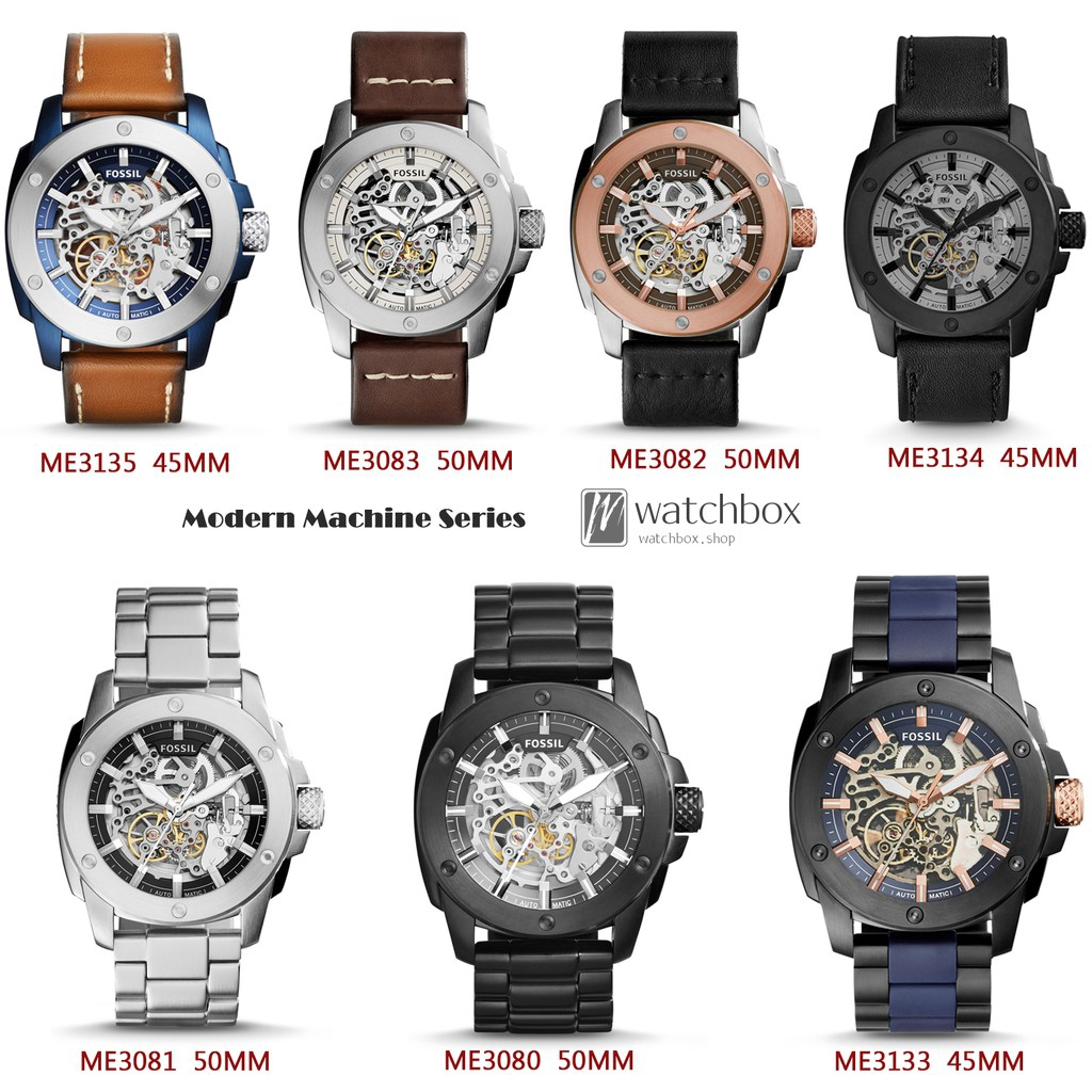 [OFFICIAL WARANTY] Fossil ME3081 ME3082 ME3083 ME3133 ME3135 ME3080 Modern Machine Automatic Silver Tone Men's Watch