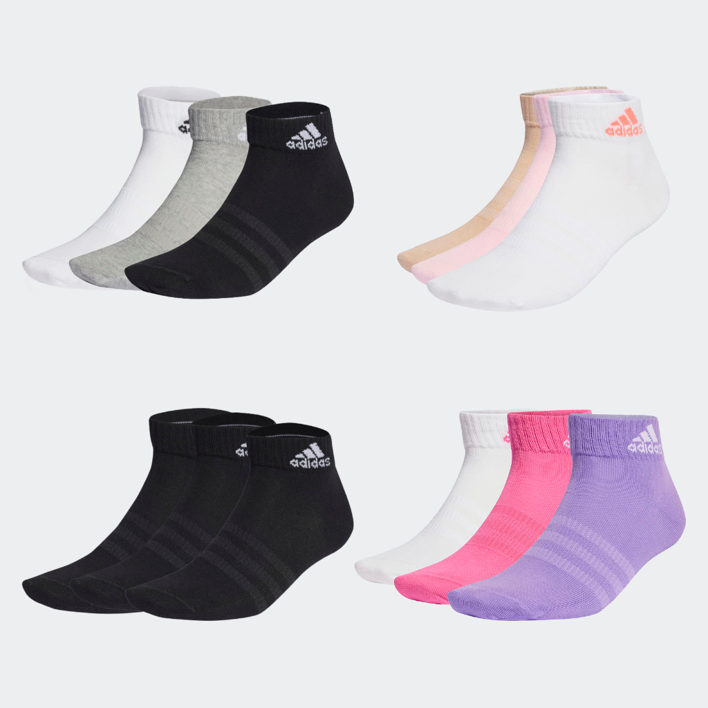 Adidas ถุงเท้า Thin and Light Ankle Socks 3 Pairs (4แบบ)