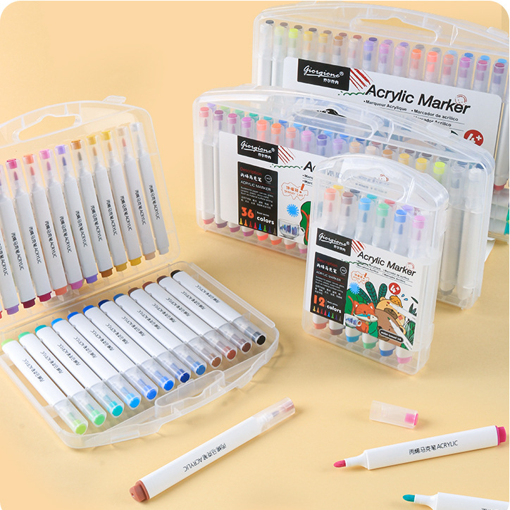 Giorgione acrylic marker 12/24/36/48 สีกันน้ำแห้งเร็ววาดด้วยมือ DIY Doodle ปากกาเด็ก MARKER ปากกาสี