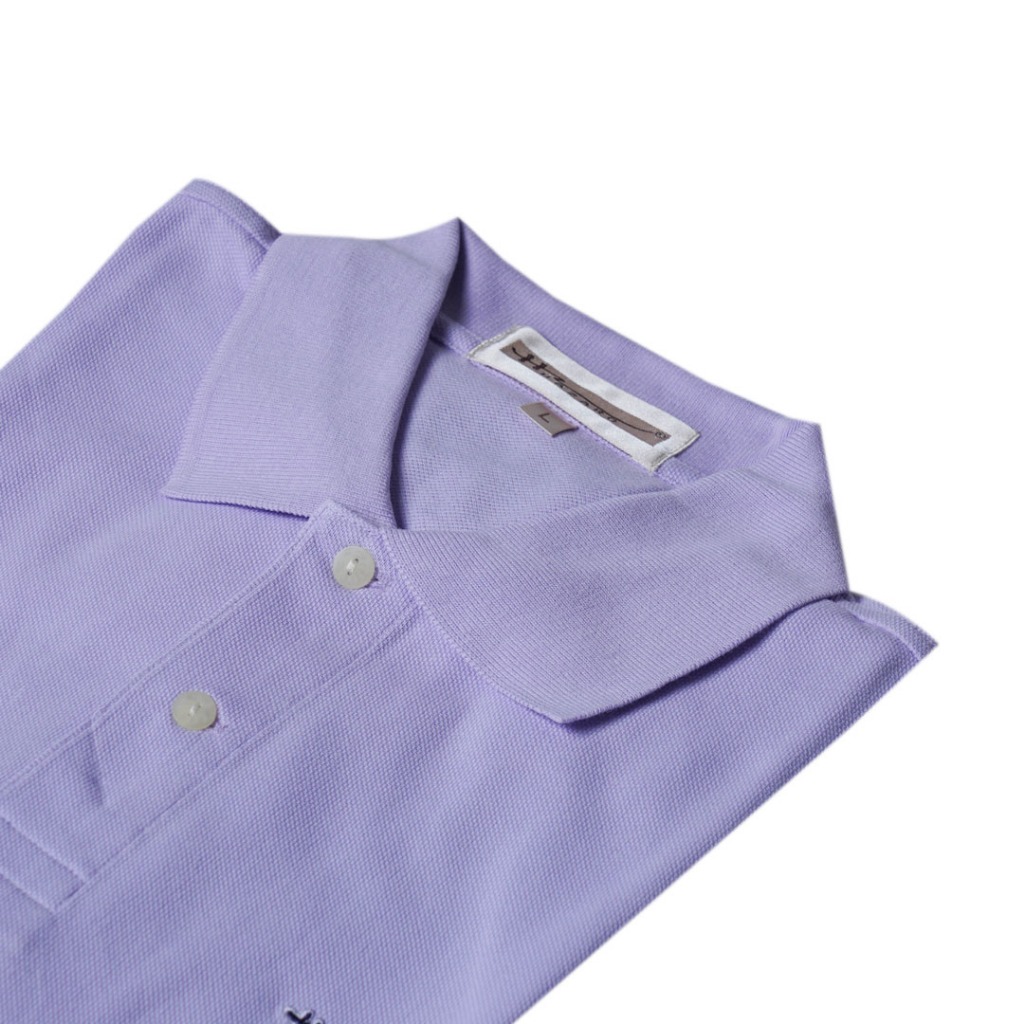 Hazard เสื้อยืดโปโลแขนสั้นสีพื้น ผ้า Cotton(คอตตอน) สีม่วงกลาง