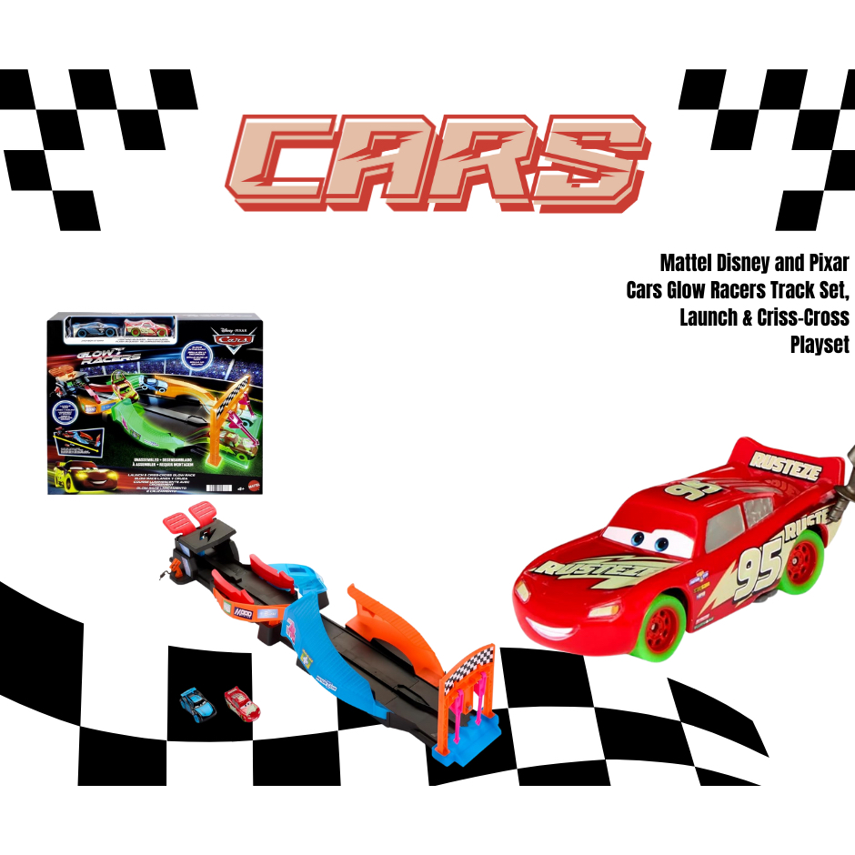 พร้อมส่ง🌕 USA🇺🇸Mattel Disney and Pixar Cars Glow Racers Track Set, Launch & Criss-Cross ชุดของเล่นรถ