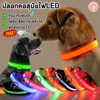 ปลอกคอสุนัข ปลอกคอไฟLED ผ้าไนล่อนกันน้ำกันฝนแถมถ่านฟรี C045