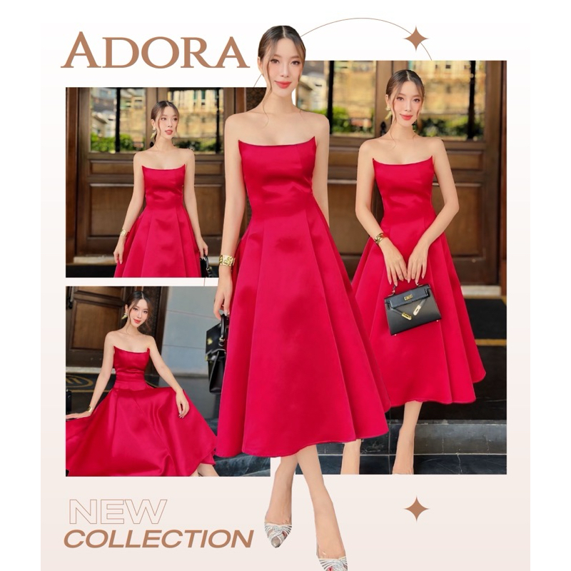 ชุดเดรสสายเดี่ยว ชุดเดรสออกงาน งานป้าย Adora