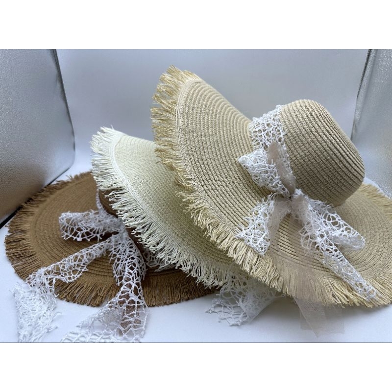 หมวกชายหาดขอบรุ่ยปีกกว้างพร้อมส่ง