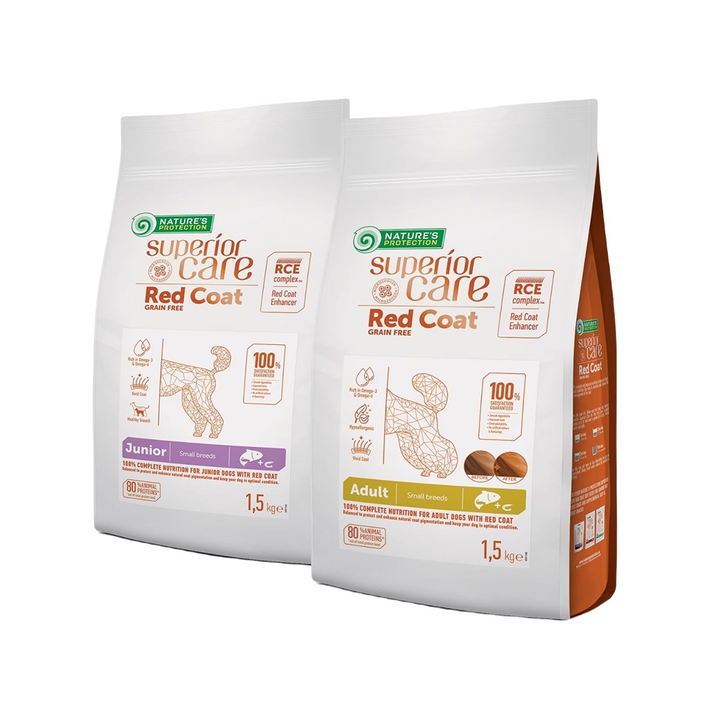 [ขนาด 1.5kg] Nature's Protection Red Coat สูตรปลาแซลมอน อาหารสุนัขพันธุ์เล็ก ขนแดง ขนส้ม