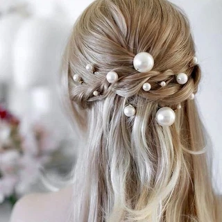 18ชิ้น ชุด กิ๊บติดผม กิ๊บไข่มุก สีเงิน สีทอง Hairpin เจ้าสาว งานแต่งงาน คริสตัล มุก กิ๊บตัวยู