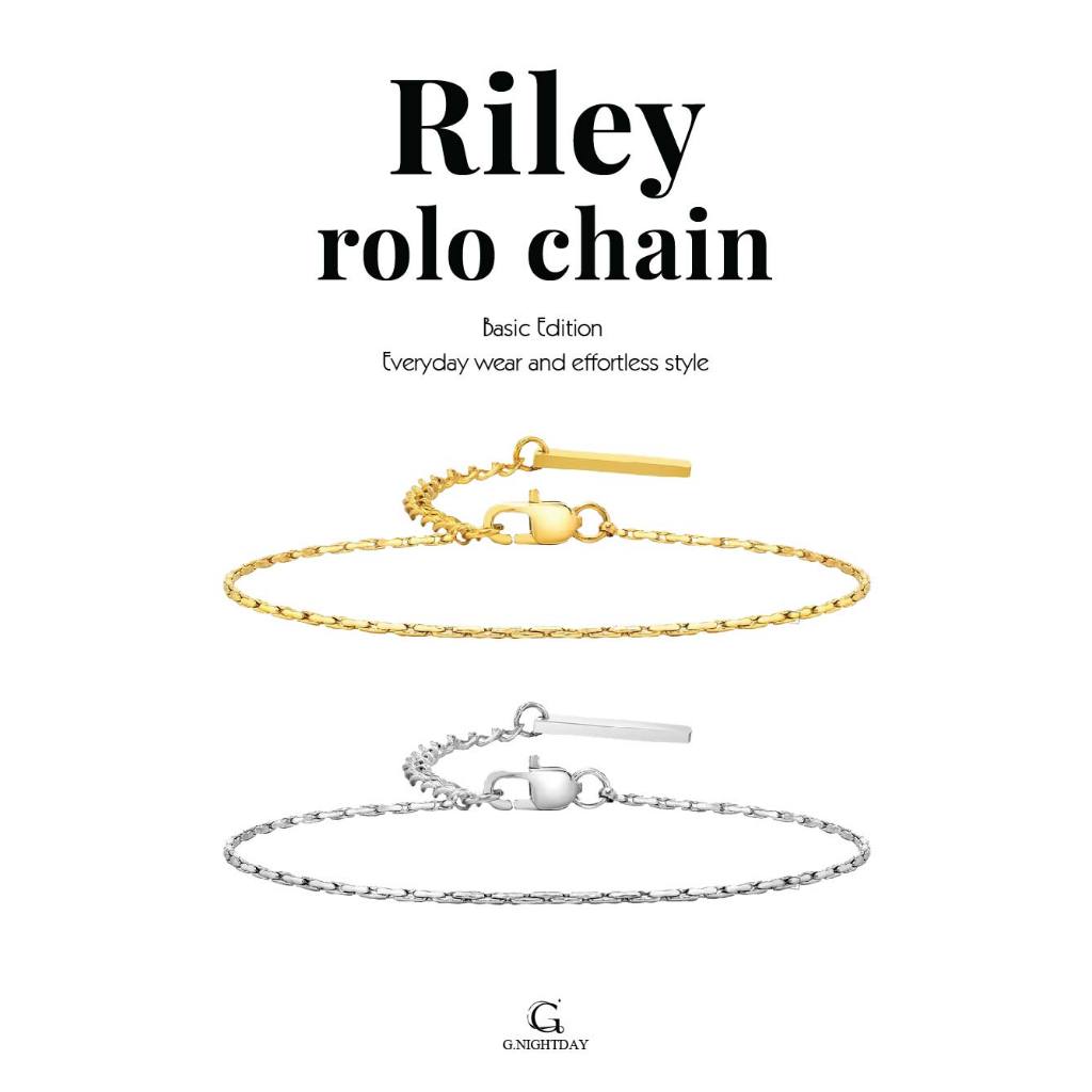 G.NIGHTDAY -สลักชื่อฟรี Riley chain bracelet สร้อยข้อมือ ข้อมือสลักชื่อ