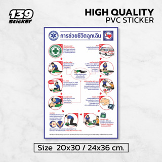 [iH009SW] ป้าย/สติกเกอร์ การช่วยชีวิตฉุกเฉิน CPR แบบเรียบเรี…