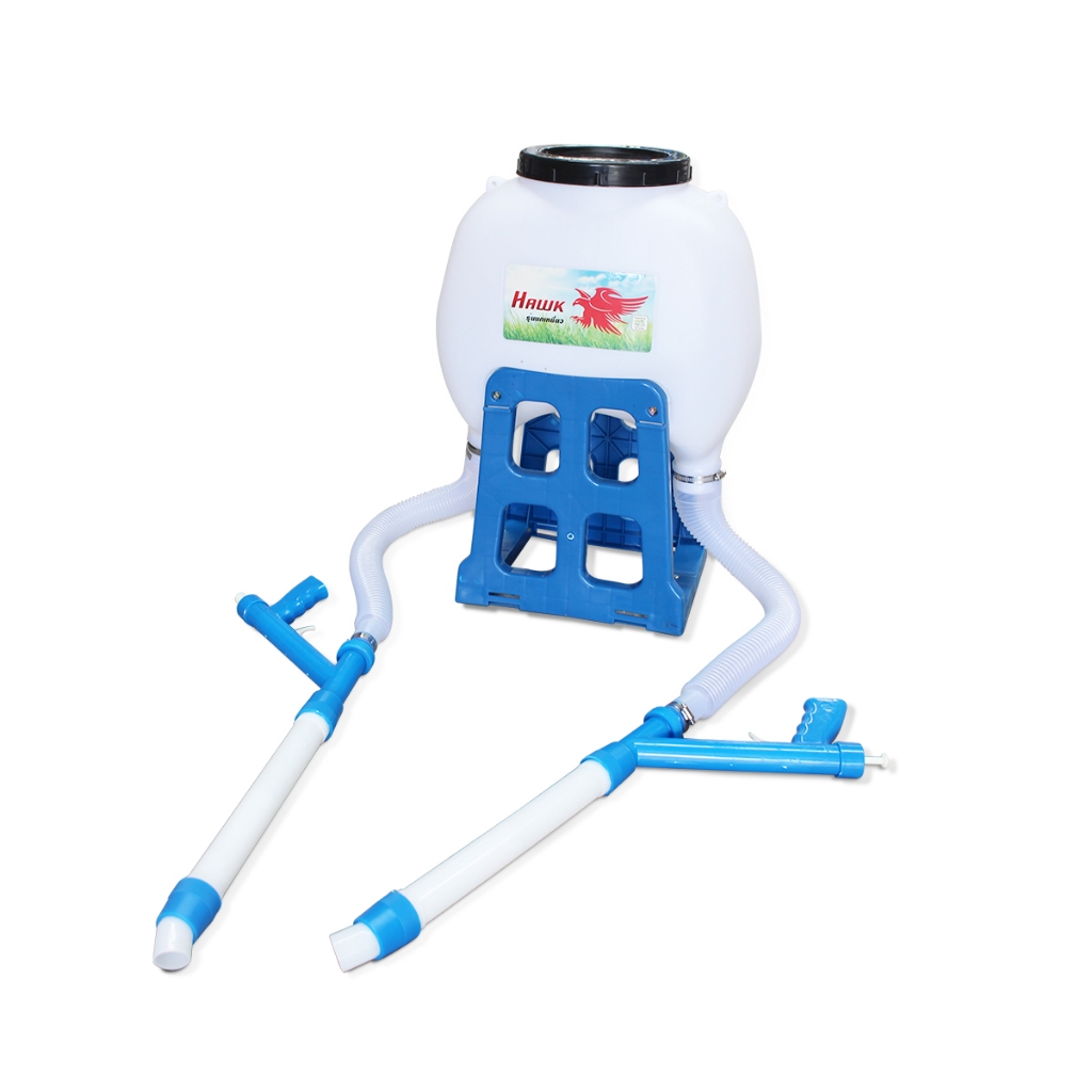 ถังหยอดปุ๋ย 2 ทาง ถังหว่านสะพาย ตราเหยี่ยว ความจุ 15 kg ประหยัดเวลาในการทำงาน