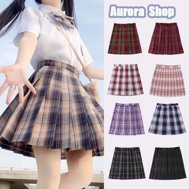 #Aurora# สไตล์เกาหลี กระโปรงพลีทแบบสั้น JK กระโปรงพลี XS-3XL