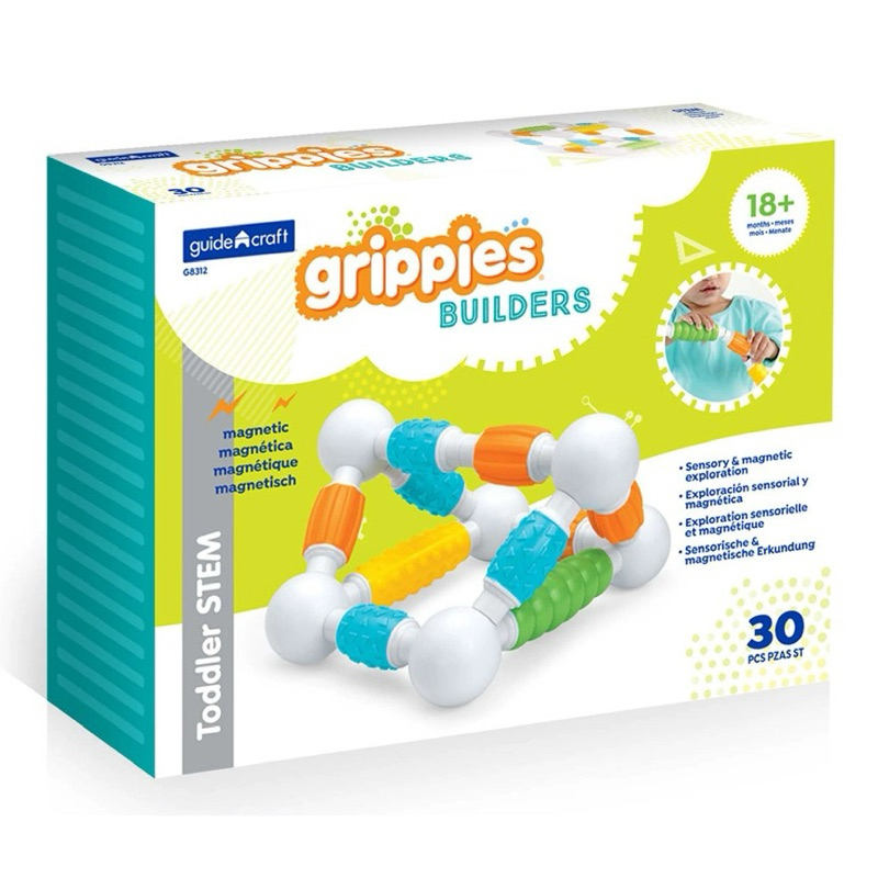 Grippies® Builders by Guidecraft STEM Toy for Toddlers! | 30 PCS | 18+ Months.